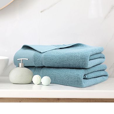 2 Pcs Bath Towel Set 27"x54", 100% Cotton Towels Absorbent