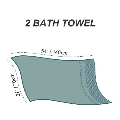 2 Pcs Bath Towel Set 27"x54", 100% Cotton Towels Absorbent