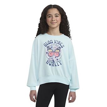 Girls 7-16 Hurley "Good Vibes" French Terry Crewneck