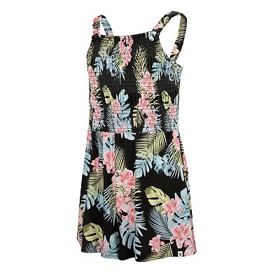 Girls 7-16 Hurley Smocked Floral Squareneck Romper