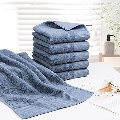 6 Pcs 100% Cotton Hand Towel Set 14"x30",Soft and Absorbent Towels
