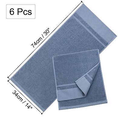 6 Pcs 100% Cotton Hand Towel Set 14"x30",Soft and Absorbent Towels