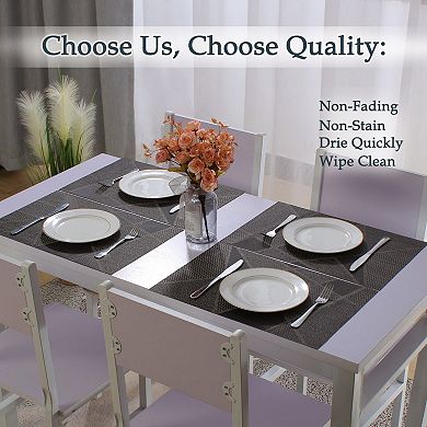 Placemats 4pcs Woven Non-slip Mats for Dining Table Black, 18"x12"