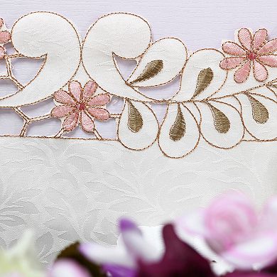 Classic Flower Embroidery Table Runner Tassel Decors Tea Rose 16"x59"