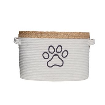 Zenna Home Pet Paw Print Design Oval Toy Storage Basket