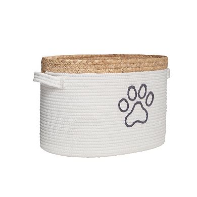 Zenna Home Pet Paw Print Design Oval Toy Storage Basket