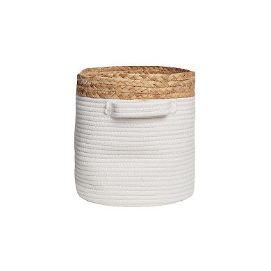 Zenna Home Zenna Pet Rope and Water Hyacinth Oval Pet Toy and Storage Basket with Cat Face Design