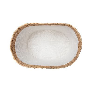 Zenna Home Zenna Pet Rope and Water Hyacinth Oval Pet Toy and Storage Basket with Cat Face Design