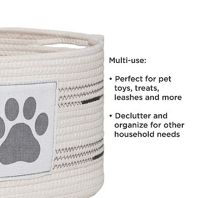 Zenna Home Zenna Pet Rope Oval Pet Toy and Storage Basket with Paw Print Patch