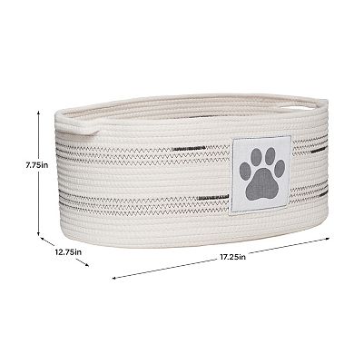 Zenna Home Zenna Pet Rope Oval Pet Toy and Storage Basket with Paw Print Patch