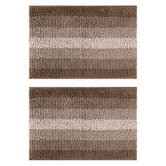 Striped Non-slip Plush Shaggy Bath Carpet Bath Mats For Bathroom Floor 16" X 24"