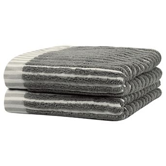 2 Pack Striped Hand Towels, Soft Absorbent Quick Drying Towel Sets for Home, Hotel, Gym 14*32in