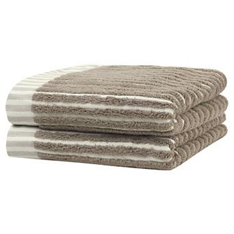 2 Pack Striped Hand Towels, Soft Absorbent Quick Drying Towel Sets for Home, Hotel, Gym 14*32in