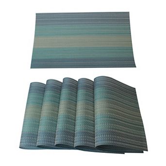 Washable Heat- Cross Woven Insulation Placemat Blue 6 pc