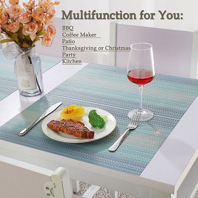 Washable Heat- Cross Woven Insulation Placemat Blue 6pcs
