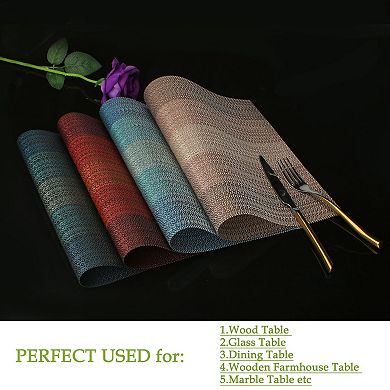 Washable Heat- Cross Woven Insulation Placemat Blue 6pcs