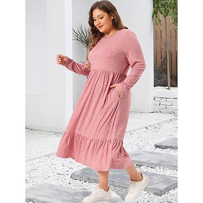 casual dress a line Classic 100% Cotton A-Line Dress with 3/4 Sleeves Heather Grey / Medium main image 1