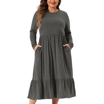 Plus Size Dress For Women Casual V Neck Tiered Beach A-line Dresses With Pockets