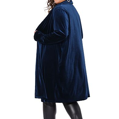 Women's Plus Size Cardigan Open Front Lightweight Long Sweaters Velvet Blazer Jackets