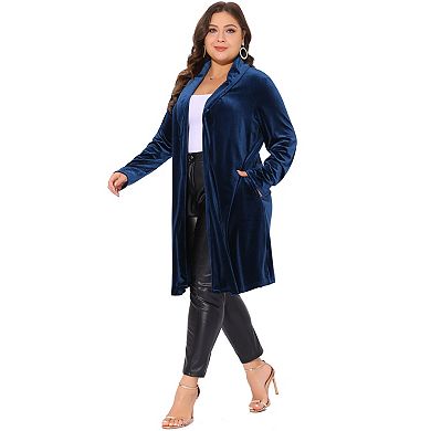 Women's Plus Size Cardigan Open Front Lightweight Long Sweaters Velvet Blazer Jackets