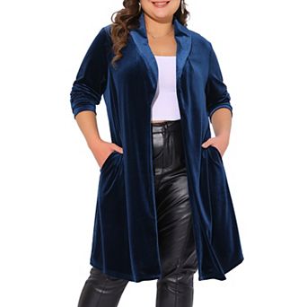 Women's Plus Size Cardigan Open Front Lightweight Long Sweaters Velvet Blazer Jackets
