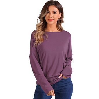 Casual Long Sleeve Knit Tops for Women's Drop Shoulder Loose Pullover Top Shirt Blouse