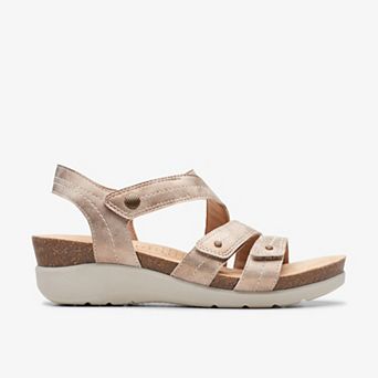 Clarks® Calenne Clara Women's Leather Wedge Sandals with Strappy Design