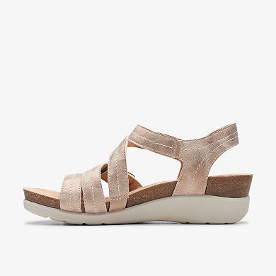Clarks® Calenne Clara Women's Leather Wedge Sandals with Strappy Design