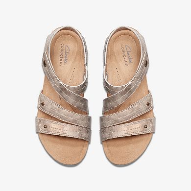 Clarks® Calenne Clara Women's Leather Wedge Sandals with Strappy Design