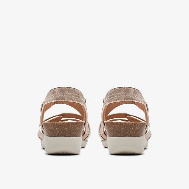 Clarks® Calenne Clara Women's Leather Wedge Sandals with Strappy Design