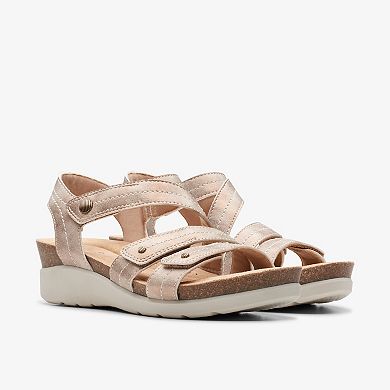 Clarks® Calenne Clara Women's Leather Wedge Sandals with Strappy Design