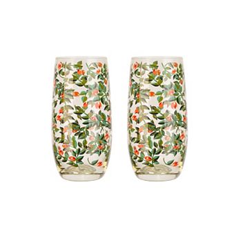 Cath Kidston Dolly Rose 2 pc Highball Glass Set