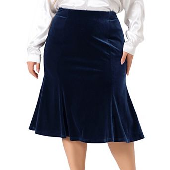 Women's Plus Size Skirts Chic Retro Elastic Waist Velvet Fishtail Mermaid Bodycon