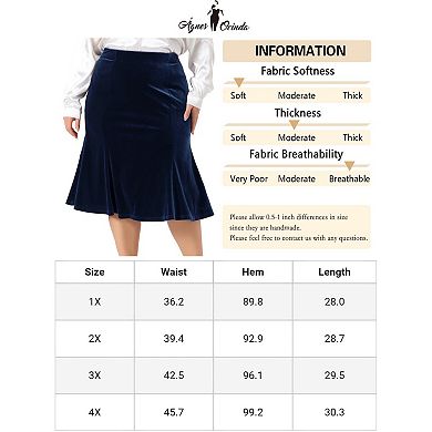 Women's Plus Size Skirts Chic Retro Elastic Waist Velvet Fishtail Mermaid Bodycon