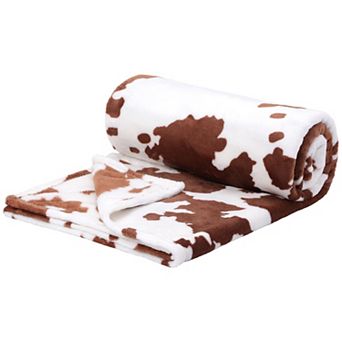 Flannel Fleece Throw Blanket Cow Texture Soft Sofa Couch Cover Brown