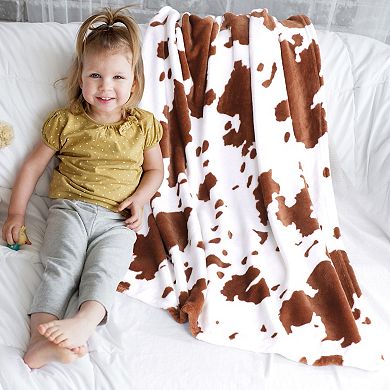 Flannel Fleece Throw Blanket Cow Texture Soft Sofa Couch Cover Brown