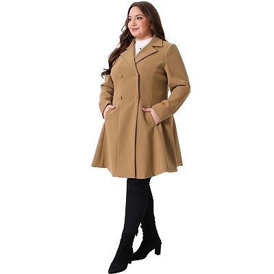 Women's Plus Size Trench Coat Double Breasted Notch Lapel A Line