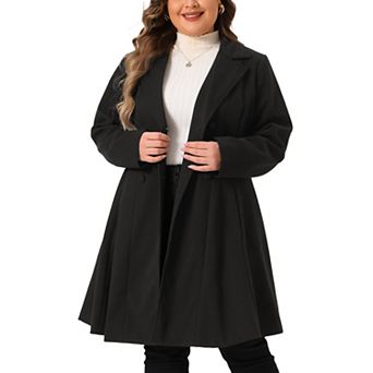 Women's Plus Size Trench Coat Double Breasted Notch Lapel a Line Peacoat with Pockets
