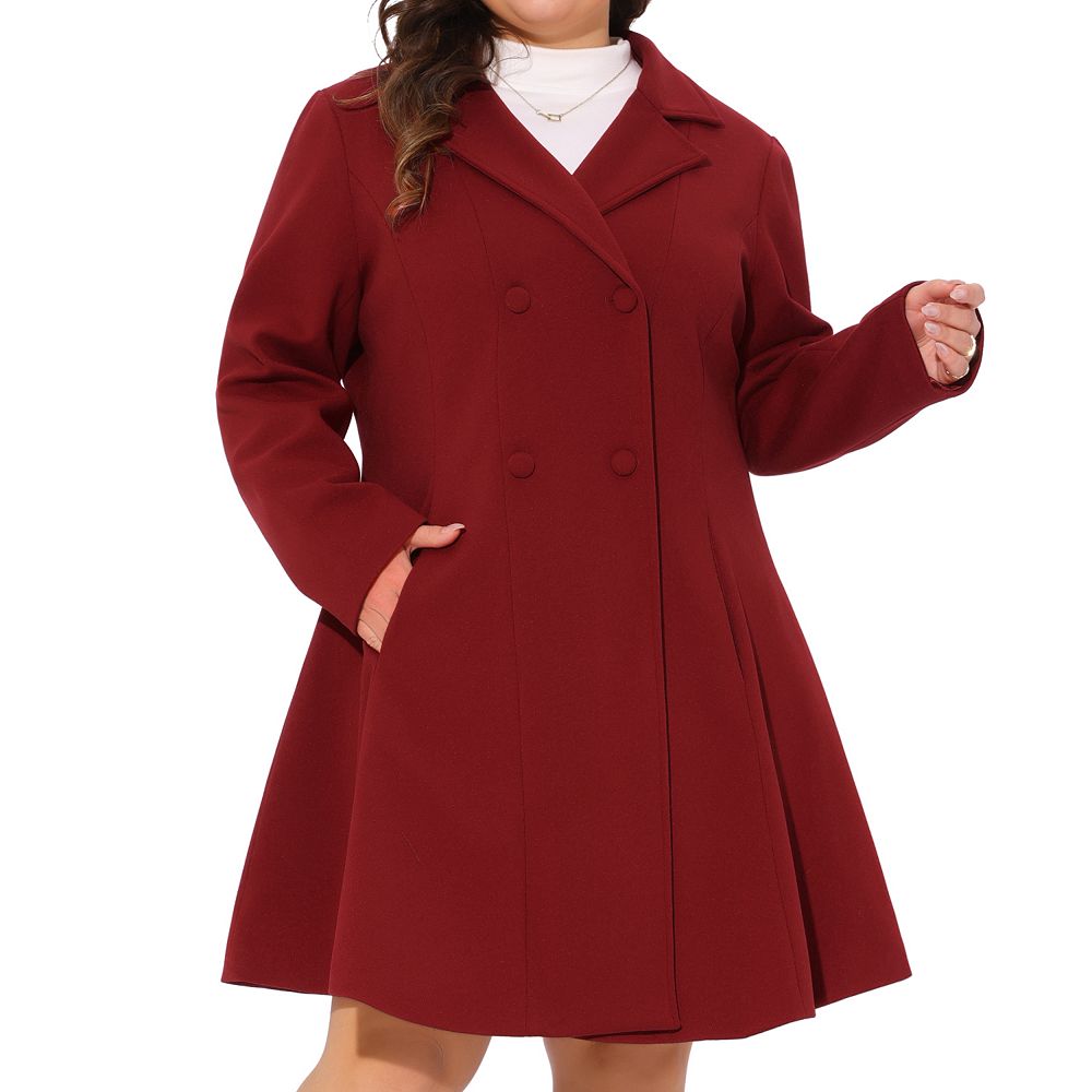 Women's Plus Size Trench Coat Double Breasted Notch Lapel A