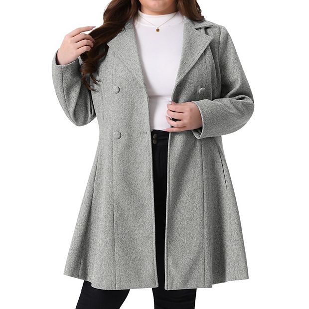Women's Plus Size Trench Coat Double Breasted Notch Lapel A Line