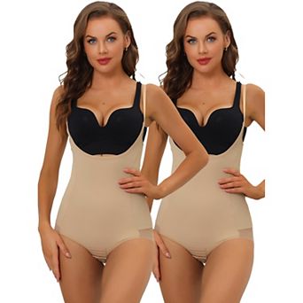 2packs Women's Mesh Tummy Control Slimming Sculpting Adjustable Straps Open Bust Full Shapewear