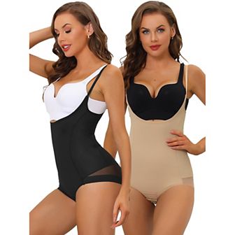 2packs Women's Mesh Tummy Control Slimming Sculpting Adjustable Straps Open Bust Full Shapewear
