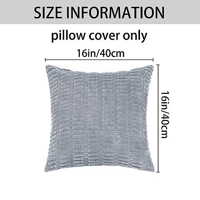 Soft Plush Decorative Throw Solid Striped Pillow Covers 4 Pcs 16" X 16", 18" X 18"