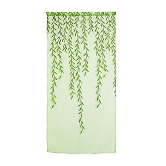 Willow Leaves Shape Window Sheer Curtain For Bedroom Bathroom