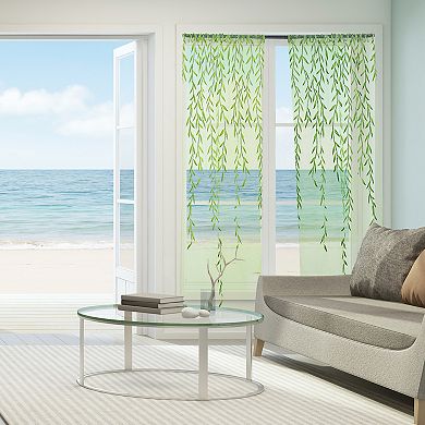 Willow Leaves Shape Window Sheer Curtain For Bedroom Bathroom