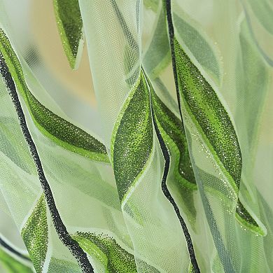 Willow Leaves Shape Window Sheer Curtain For Bedroom Bathroom