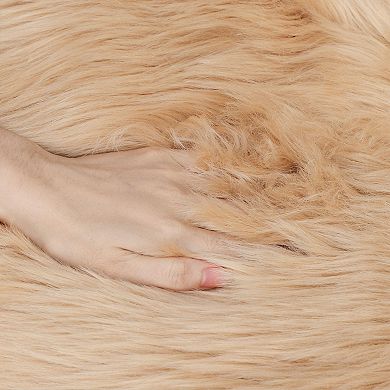 Heart Shaped Soft Faux Sheepskin Plush Area Living Room Sofa Floor Mats, 2.3ft x 3ft