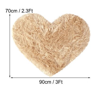 Heart Shaped Soft Faux Sheepskin Plush Area Living Room Sofa Floor Mats, 2.3ft x 3ft