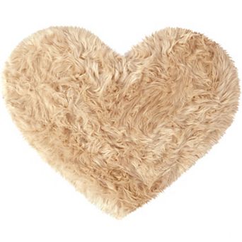 Heart Shaped Soft Faux Sheepskin Plush Area Living Room Sofa Floor Mats, 2.3ft X 3ft