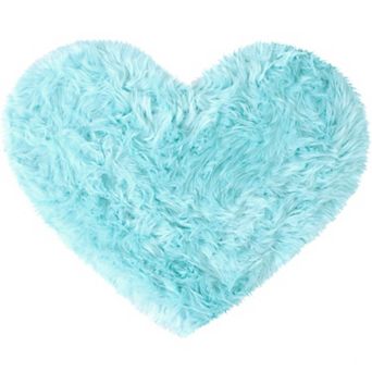 Heart Shaped Soft Faux Sheepskin Plush Area Living Room Sofa Floor Mats, 2.3ft x 3ft